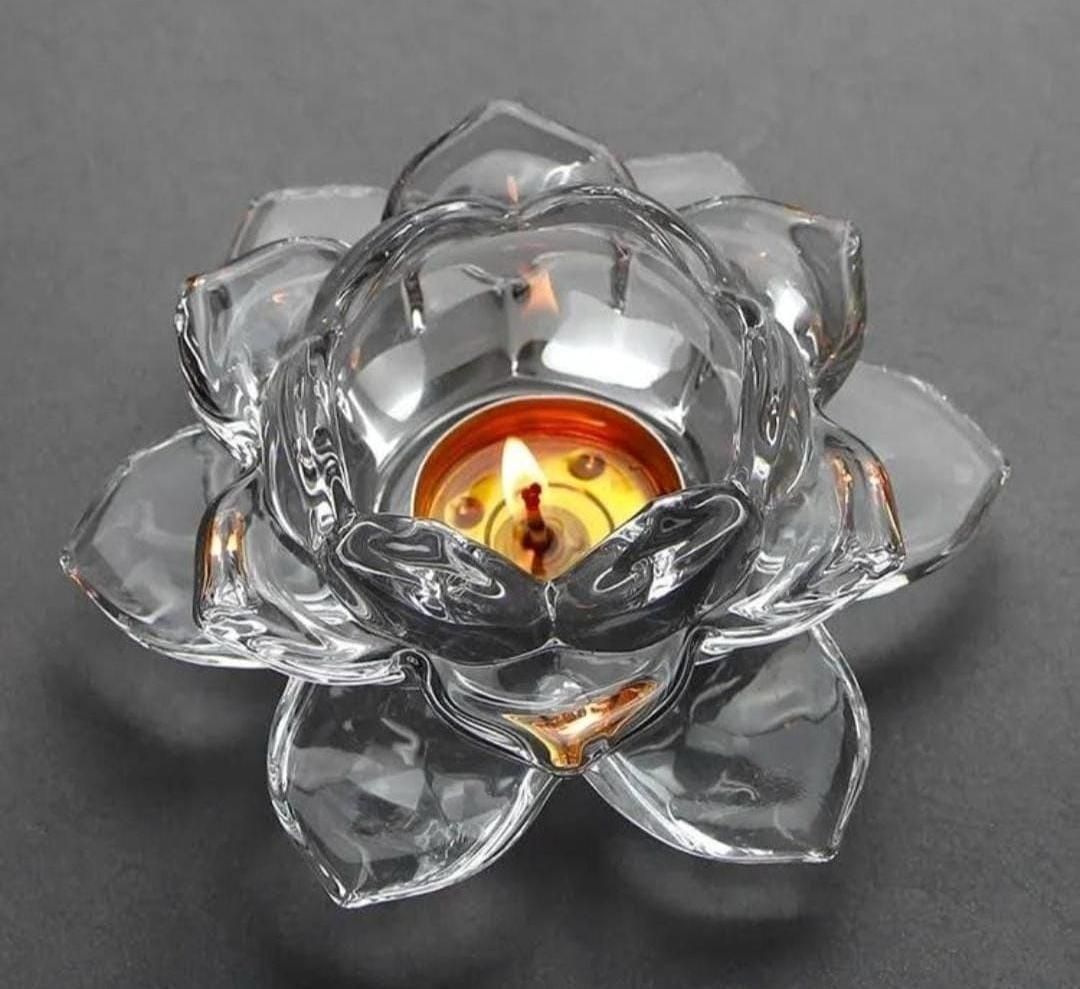 Glass Lotus Flower ight Candle Holder
