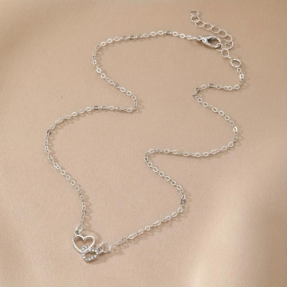 Dual Heart Silver Plating Necklace
