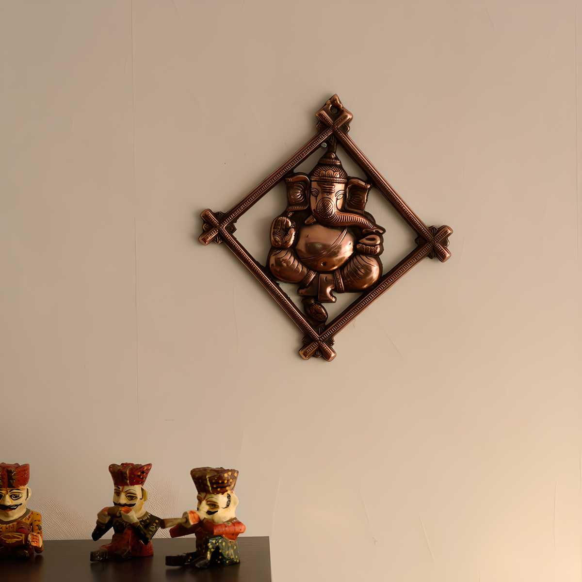 Lord Ganesha on Rhombus Frame Wall Hanging