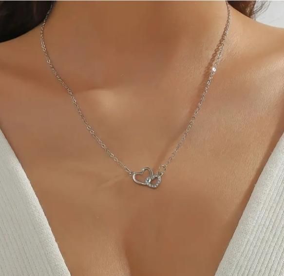 Dual Heart Silver Plating Necklace
