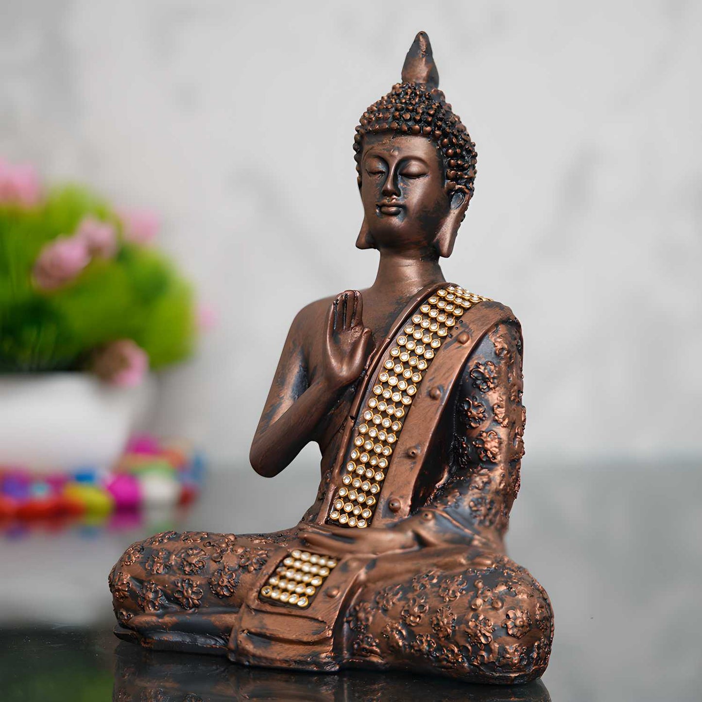 Handcrafted Meditating Blessing Buddha