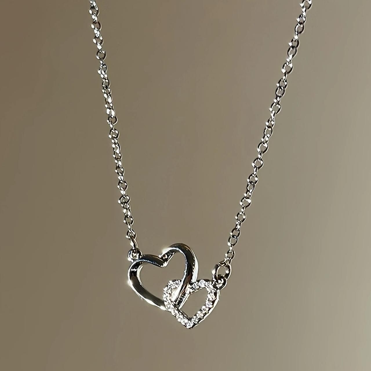 Dual Heart Silver Plating Necklace
