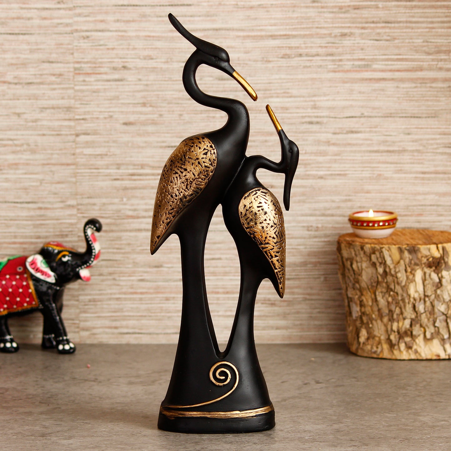 Black Loving Swan Couple Showpiece
