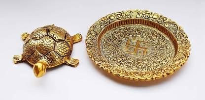 Tortoise on Plate with Golden Border Vastu Yantra