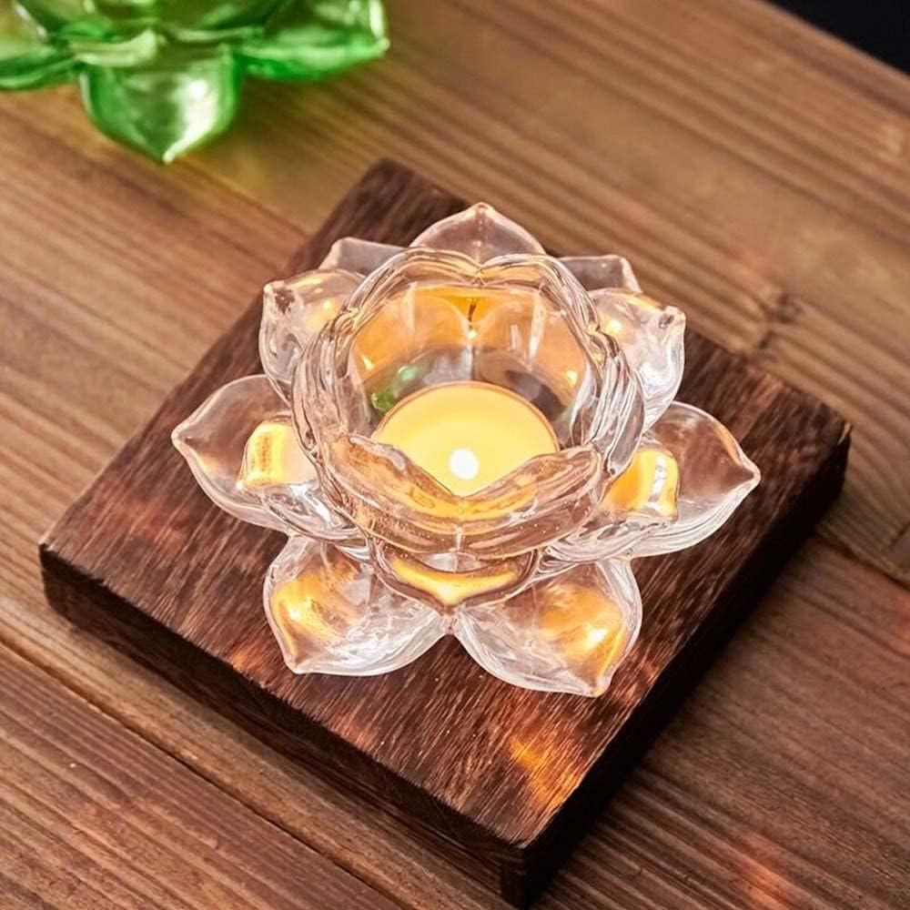 Glass Lotus Flower ight Candle Holder