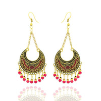 Ethnic Gold Plated Oxidized Beads Earrings