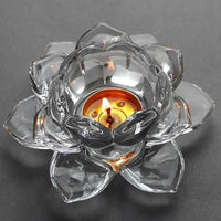 Glass Lotus Flower ight Candle Holder