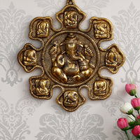 9 variants of Lord Ganesha Goldenl Wall Hanging