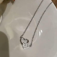 Dual Heart Silver Plating Necklace