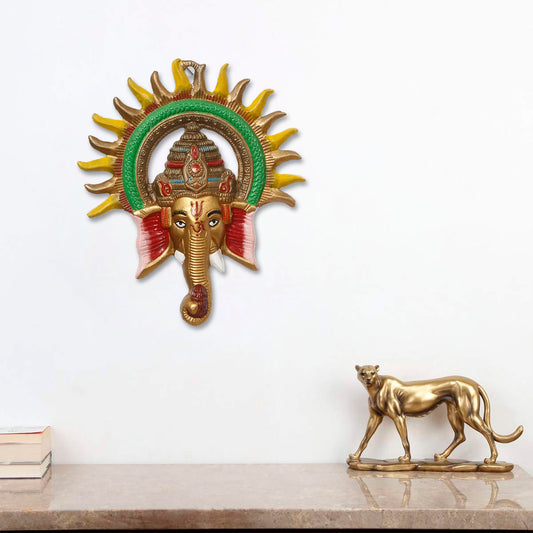 Colorful Lord Ganesha with Sun Decorative Wall Hanging