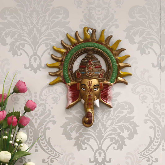 Colorful Lord Ganesha with Sun Decorative Wall Hanging