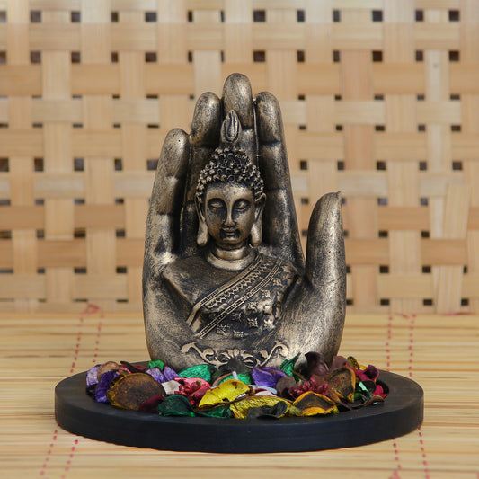 Handcrafted Palm Buddha Decorative Showpiece