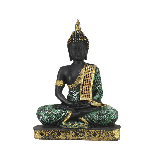 Green Meditating Buddha Decorative Showpiece