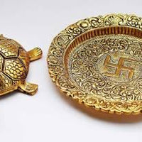 Tortoise on Plate with Golden Border Vastu Yantra
