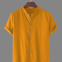 TRYTHIS Cotton Solid Half Sleeves Polo Neck Mens Shirt